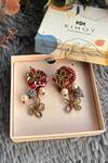 KIHOY_Red Beads, Pearls, Stones, Crystals Laal Pari Embellished Danglers _Online_at_Aza_Fashions