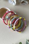 Shop_KIHOY_Multi Color Embroidery, Sequins, Fabric Multicolor Hand Bangles - Set Of 5 _at_Aza_Fashions