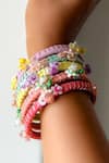 KIHOY_Multi Color Embroidery, Sequins, Fabric Multicolor Hand Bangles - Set Of 5 _Online_at_Aza_Fashions