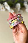 Buy_KIHOY_Multi Color Embroidery, Sequins, Fabric Multicolor Hand Bangles - Set Of 5 _Online_at_Aza_Fashions