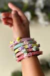Buy_KIHOY_Multi Color Sequins, Beads, Multicolor Hand Embroidered Bangles - Set Of 5 _at_Aza_Fashions