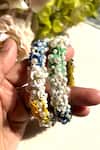 Shop_KIHOY_Multi Color Embroidery, Sequins, Beads, Daffodil Hand Bangles - Set Of 2 _at_Aza_Fashions