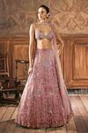 Buy_Show Shaa_Pink Organza, Net Embroidery, Sequins, Stones, Celestene 3d Floral Lehenga Set _at_Aza_Fashions