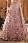 Buy_Show Shaa_Pink Organza, Net Embroidery, Sequins, Stones, Celestene 3d Floral Lehenga Set 
