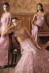 Shop_Show Shaa_Pink Organza, Net Embroidery, Sequins, Stones, Celestene 3d Floral Lehenga Set 