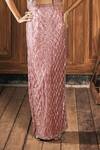 Show Shaa_Pink Net Embroidery, Sequins, Stones Open Neck, Square Ariel Jacket Skirt Set _at_Aza_Fashions
