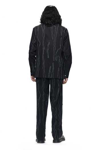 Shop_Countrymade_Black Cotton, Twill Embroidery Molten Trails Shirt _at_Aza_Fashions