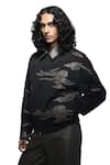 Buy_Countrymade_Black Cotton, Denim Applique Inferno Camo Bomber Jacket _at_Aza_Fashions