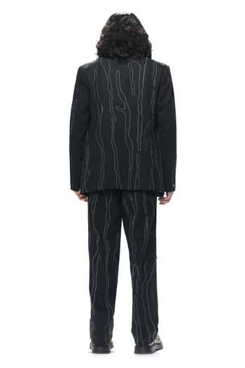 Shop_Countrymade_Black Cotton, Denim Embroidery Blazer _at_Aza_Fashions