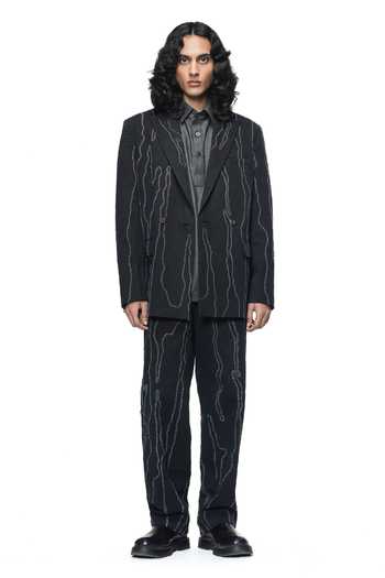 Buy_Countrymade_Black Cotton, Denim Embroidery Blazer _Online_at_Aza_Fashions