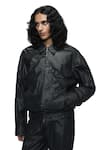 Buy_Countrymade_Black Cotton Flux Coated Bomber Jacket _at_Aza_Fashions