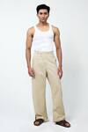 Buy_Triune_Beige Cotton Tilt Carve Pant _at_Aza_Fashions