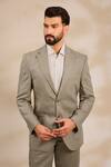 Buy_Linen Bloom_Grey Linen, Viscose Solid Blazer _at_Aza_Fashions