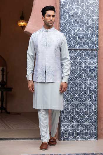 Buy_Design O Stitch_Sky Blue Embroidery Opal Mist Bundi Set 