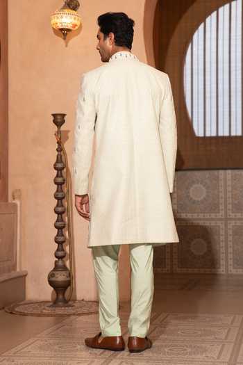 Shop_Design O Stitch_Gold Embroidery Sherwani Jacket Set _at_Aza_Fashions