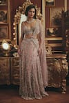 Buy_Roqa_Pink Net Embroidery, Sequins, Beads Sweetheart Neck Cordelia Lehenga Set _at_Aza_Fashions