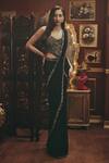Buy_Roqa_Black Georgette, Net Zari, Stones, Embroidery Nina Pre-draped Saree And Blouse Set _at_Aza_Fashions