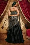 Shop_Roqa_Black Net, Organza Embroidery Sweetheart Neck Prudence Blouse And Skirt Set _at_Aza_Fashions