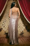 Shop_Roqa_Grey Lycra, Net Sequins, Beads, Pearls, Hannah Shimmer Saree And Corset Set _at_Aza_Fashions