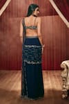 Shop_Roqa_Navy Georgette, Net Embroidery, Sequins, Beads, Lenore Embellished Saree Set _at_Aza_Fashions