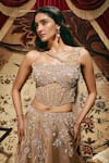 Buy_Roqa_Gold Net, Silk Organza Sequins, Beads, Minerva Embroidered Blouse And Lehenga Set _Online_at_Aza_Fashions
