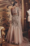 Shop_Roqa_Silver Net, Organza Sequins, Beads, Stones One Constance Shimmer Lehenga Set _at_Aza_Fashions