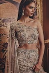 Roqa_Silver Net, Organza Sequins, Beads, Stones One Constance Shimmer Lehenga Set _Online_at_Aza_Fashions