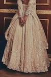 Roqa_Ivory Net Embroidery, Sequins Sweetheart Neck Josephine Embellished Lehenga Set _Online_at_Aza_Fashions