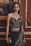 Roqa_Black Georgette, Net Sequins, Zari Sweetheart Temperance Saree And Blouse Set _Online_at_Aza_Fashions