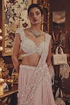 Buy_Roqa_Pink Net, Georgette Beads, Pearls Sweetheart Lillian Embellished Lehenga Set _Online_at_Aza_Fashions