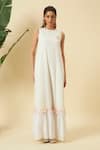 Buy_Nikasha_Ivory Cotton Embroidery Round Neck Sleeveless Tier Maxi Dress _at_Aza_Fashions