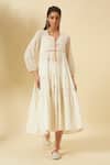 Buy_Nikasha_Ivory Seersucker Embroidery V-neck Tiered Maxi Dress _at_Aza_Fashions