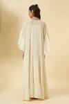 Shop_Nikasha_Ivory Cotton Embroidery, Tassels Round Neck Tiered Kaftan Dress _at_Aza_Fashions