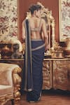 Buy_Roqa_Navy Net, Georgette Embroidery, Sequins, Zari Martha Pre-draped Saree Set _Online_at_Aza_Fashions