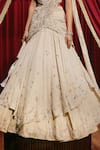 Roqa_Ivory Net, Georgette Embroidery, Sequins, Lizzie Shimmer Layered Lehenga Set _Online_at_Aza_Fashions