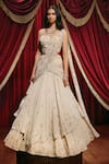 Buy_Roqa_Ivory Net, Georgette Embroidery, Sequins, Lizzie Shimmer Layered Lehenga Set _at_Aza_Fashions