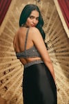 Buy_Roqa_Black Satin, Net, Modal Sequins, Beads Sweetheart Neck Ruth Draped Skirt Set _Online_at_Aza_Fashions