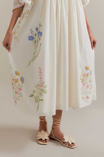 Shop_Upavita_Multi Color Cotton Collared Floral Dress And Slip Set _Online_at_Aza_Fashions