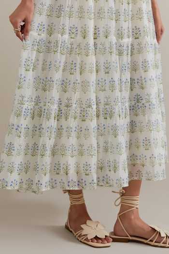 Buy_Upavita_Blue Silk, Chanderi, Cotton Collared, Yes Printed Kurta And Pant Set _Online