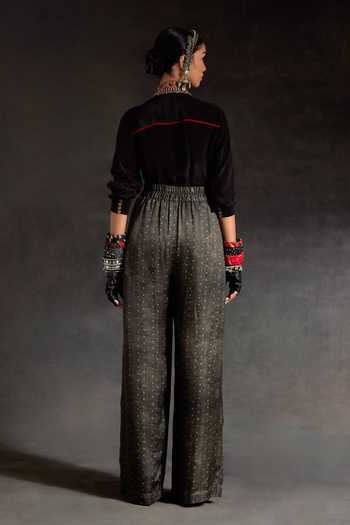 Shop_Aseem Kapoor_Multi Color Twill, Crepe Embroidery, Hina Printed Trench Coat And Trouser Set _Online_at_Aza_Fashions