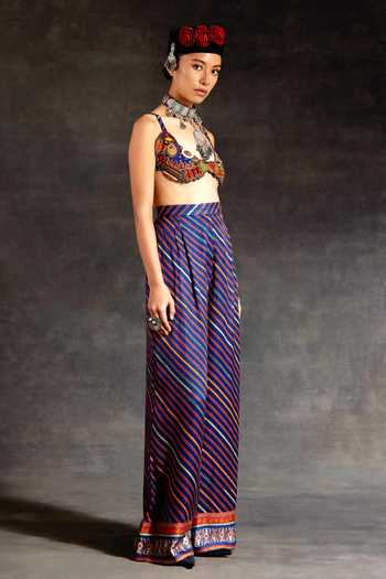 Aseem Kapoor_Green Silk, Cotton, Crepe, Twill Embroidery, Zuri Tribal Gilet Trouser Set _at_Aza_Fashions