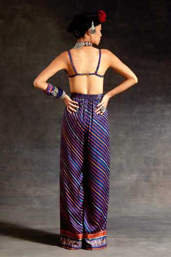 Aseem Kapoor_Green Silk, Cotton, Crepe, Twill Embroidery, Zuri Tribal Gilet Trouser Set 