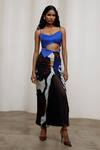 Buy_Advait_Blue Chiffon, Crinkle Sweetheart Neck Kiyo Sleeveless Crop Top And Skirt Set _at_Aza_Fashions