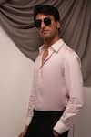 payal and rishab_Pink Cotton Lucien Plain Italian Shirt _Online_at_Aza_Fashions