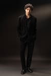Buy_payal and rishab_Black Crepe, Wool Monarch Blazer Pant Set _at_Aza_Fashions