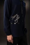 payal and rishab_Navy Crepe, Wool Embroidery Ode To Van Gogh Starry Night Shirt _Online_at_Aza_Fashions