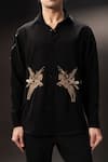 payal and rishab_Black Crepe, Wool Embroidery, Zari Guardian Shirt _Online_at_Aza_Fashions