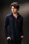 Buy_payal and rishab_Black Crepe, Wool Regiment Button Down Shirt _at_Aza_Fashions