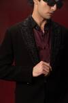 payal and rishab_Black Crepe, Wool Sequins, Beads Embroidered Lapel Tuxedo _Online_at_Aza_Fashions