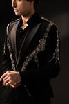 payal and rishab_Black Crepe, Wool Embroidery, Zari Forged Monarch Tuxedo Set _Online_at_Aza_Fashions